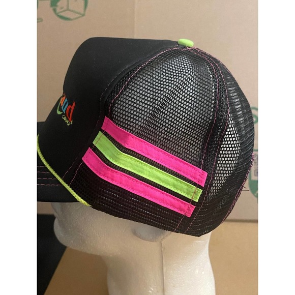 Vintage Marine Land Canada‎ Trucker Hat Cap Snapback Mesh Black 3 Stripe Rope - Picture 3 of 7